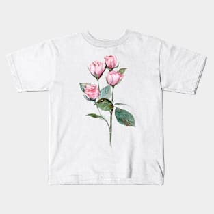 Pink Roses in Oil Paints Kids T-Shirt